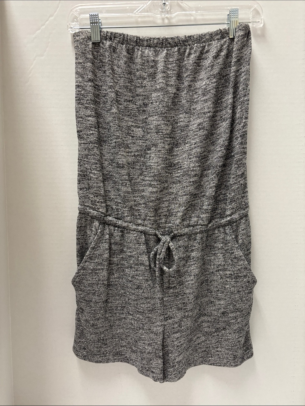 Banana Republic Gray Heathered Knit Romper with Drawstring